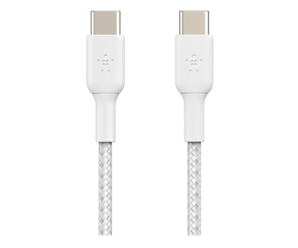 Kabel USB Belkin 2 Kable w oplocie USB-C na USB-C 60W, 2 m, białe